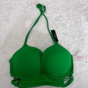 Victorias Secret Bombshell Push-Up Longline Bikini Top Island Jade Green 32DD